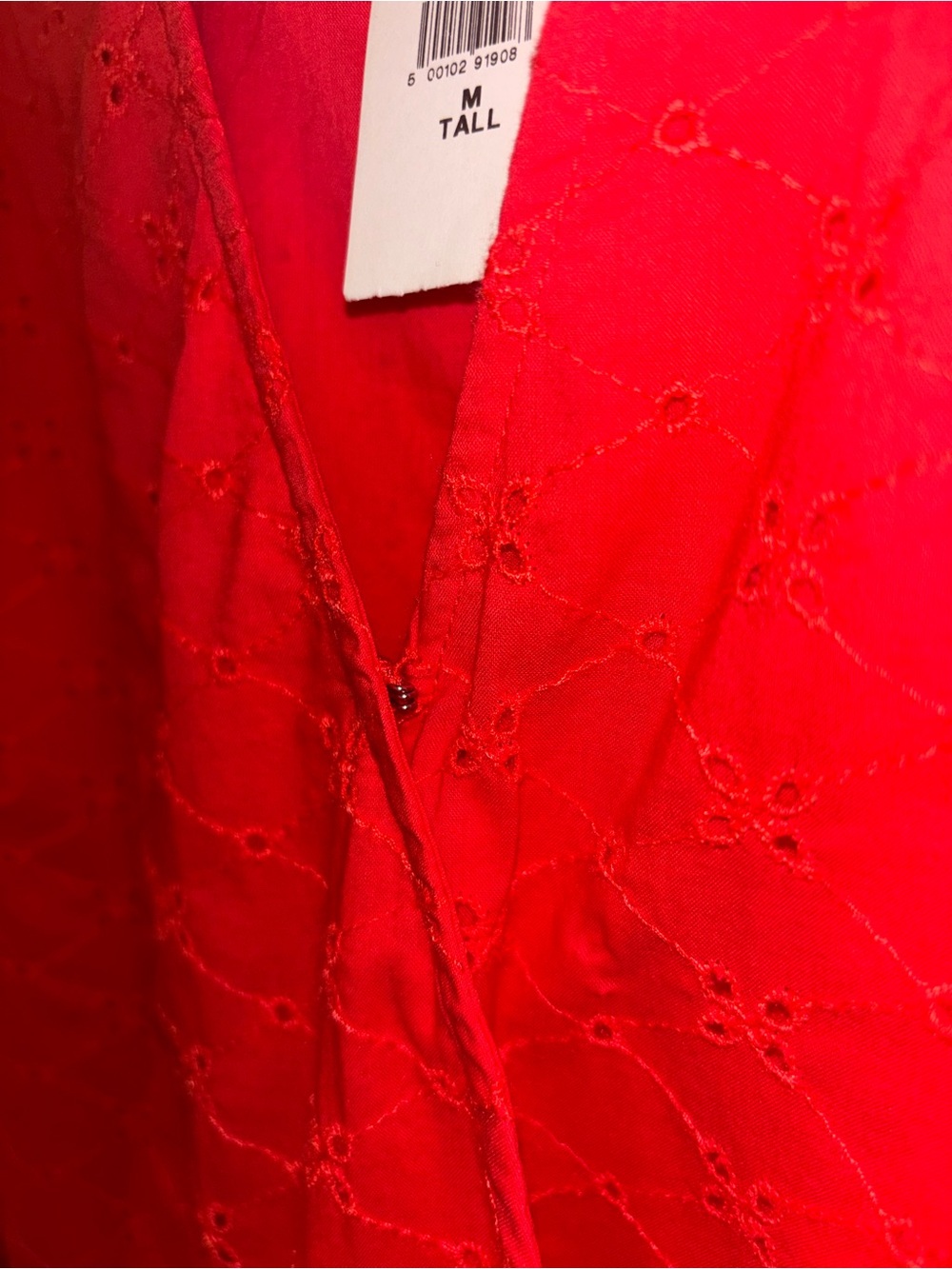 GAP Eyelet Mini Wrap Dress in Tomato Red - Picture 3 of 9
